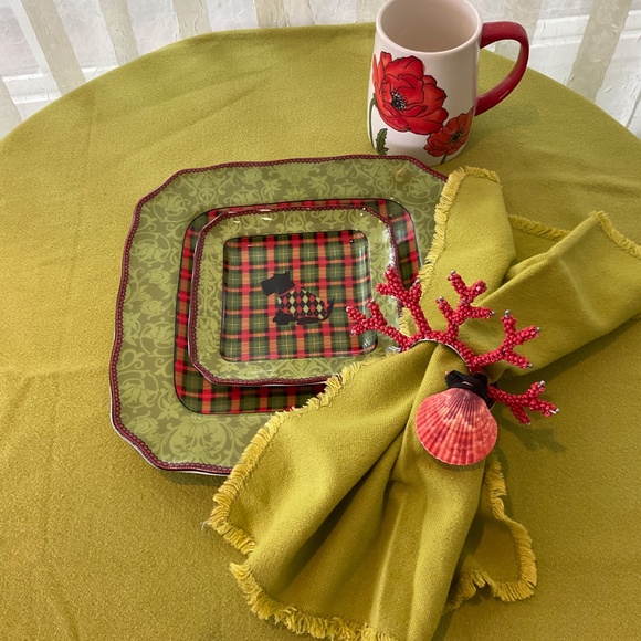 222 FIFTH Christmas Argyle Scotty Scottish Terrier Dog Dinner Plates Platter - 4 - Picture 7 of 7